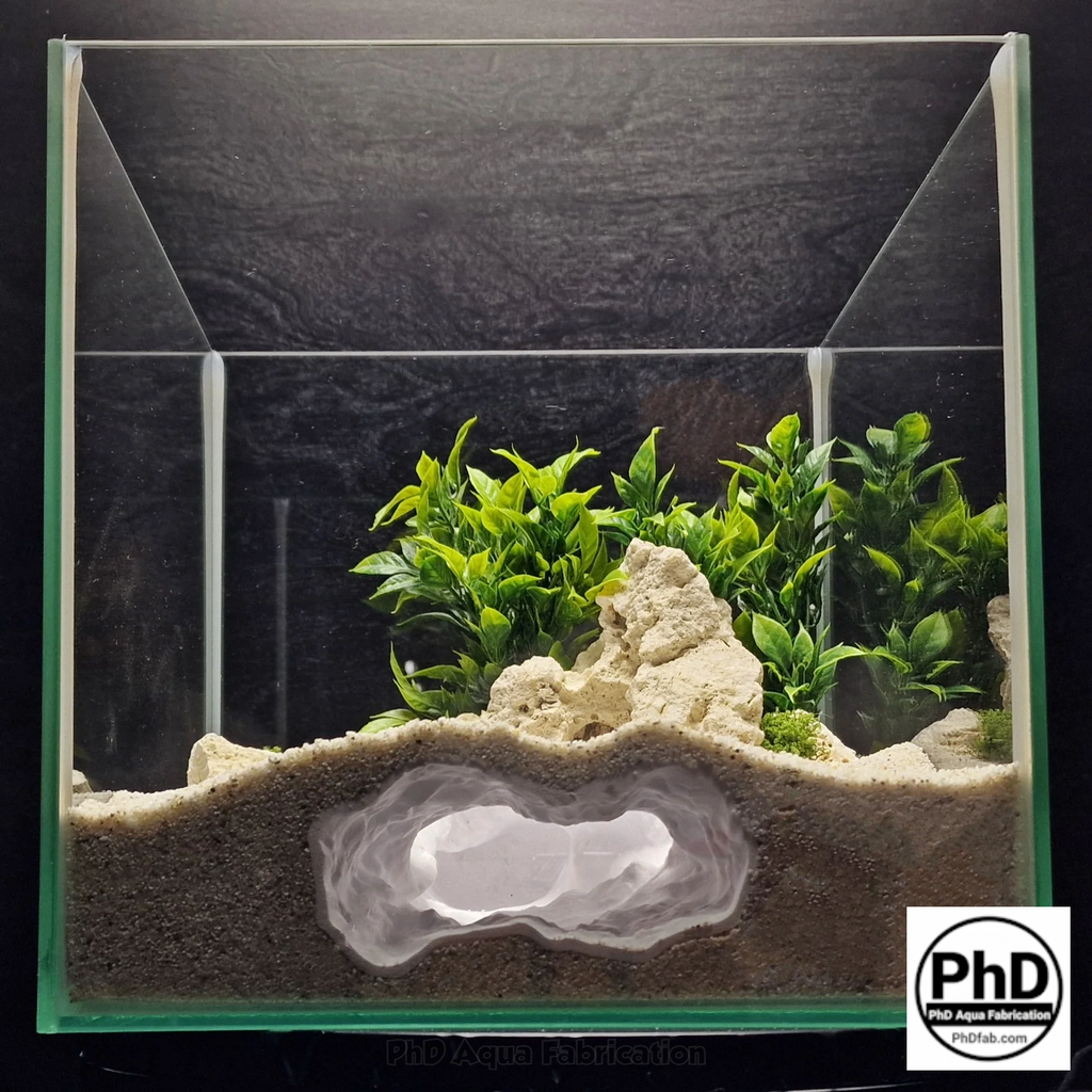 Aquarium Cave Decor - Underground Rock Feature for Fish Tanks - Natural Look Stone Hideout - 3D Printed Terrarium & Aquascape Ornament