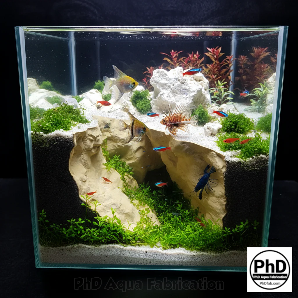 Aquarium Decor Cave - Natural Fish Tank Rock Decoration & Hideout for Shrimp, Betta, Axolotl & Reptiles - Unique Aquascape Accessory for Terrariums, AQU-LIVFRE-BR-L, AQU-LIVFRE-WH-L, AQU-LIVFRE-BE-L