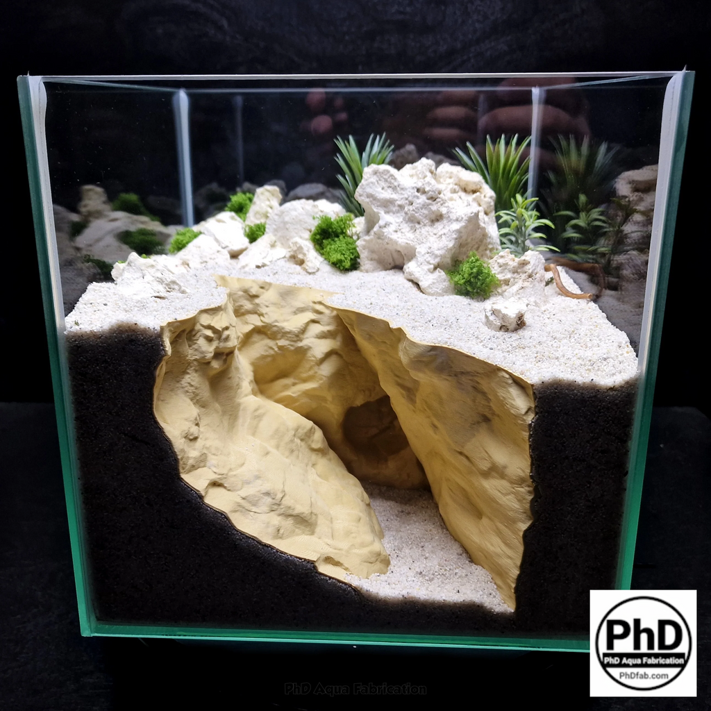 Aquarium Decor Cave - Natural Fish Tank Rock Decoration & Hideout for Shrimp, Betta, Axolotl & Reptiles - Unique Aquascape Accessory for Terrariums