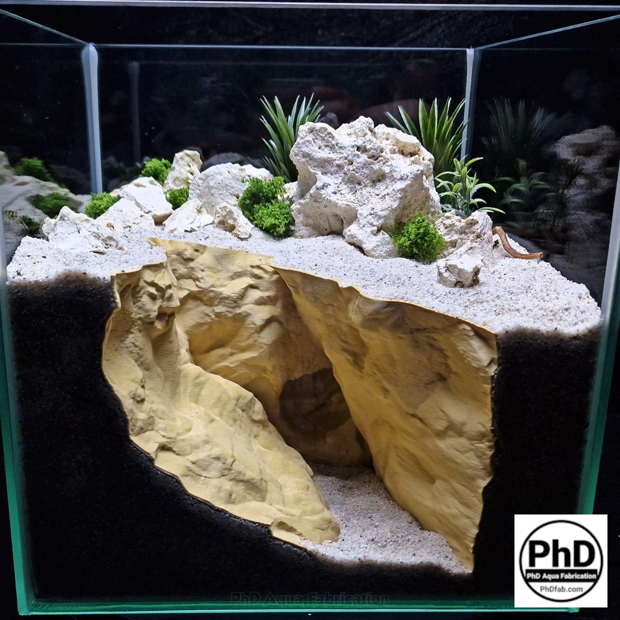Aquarium Decor Cave - Natural Fish Tank Rock Decoration & Hideout for Shrimp, Betta, Axolotl & Reptiles - Unique Aquascape Accessory for Terrariums
