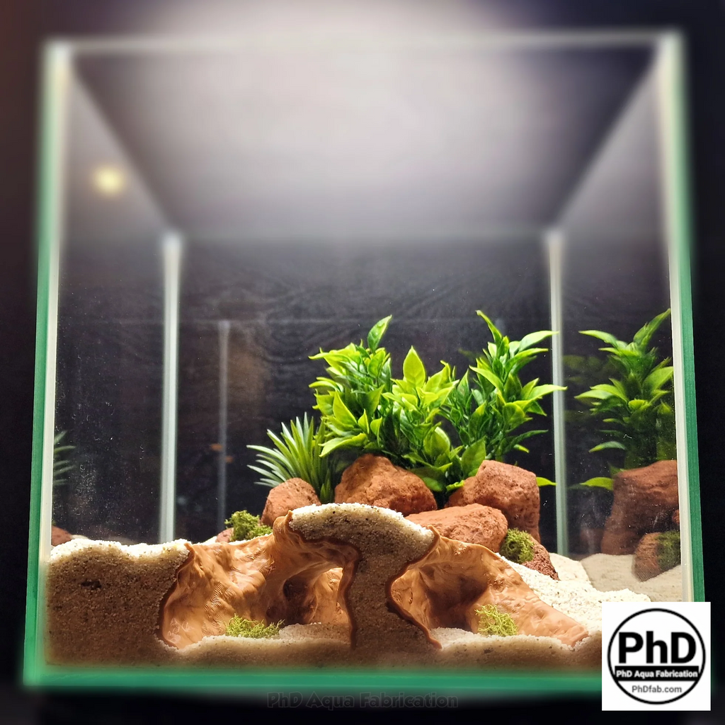 Aquarium Decor Cave - 3D Printed Rock Feature Hideout for Betta & Shrimp - Natural Stone Look Fish Tank Ornament - Terrarium Accessory