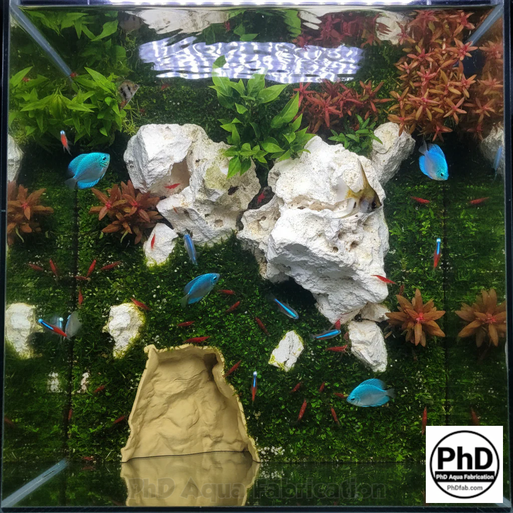 Aquarium Cave Decor - Underground Rock Sanctuary for Fish Tanks - 3D Printed Stone Hideout - Minimalist Aquascape & Terrarium Ornament, AQU-SOLUND-BR-L, AQU-SOLUND-WH-L, AQU-SOLUND-BE-L