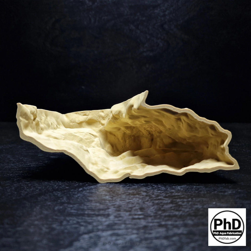 Aquarium Cave Decor - Underground Rock Sanctuary for Fish Tanks - 3D Printed Stone Hideout - Minimalist Aquascape & Terrarium Ornament