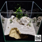 Aquarium Cave Decor - Underground Rock Sanctuary for Fish Tanks - 3D Printed Stone Hideout - Minimalist Aquascape & Terrarium Ornament