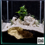Aquarium Cave Decor - Underground Rock Sanctuary for Fish Tanks - 3D Printed Stone Hideout - Minimalist Aquascape & Terrarium Ornament