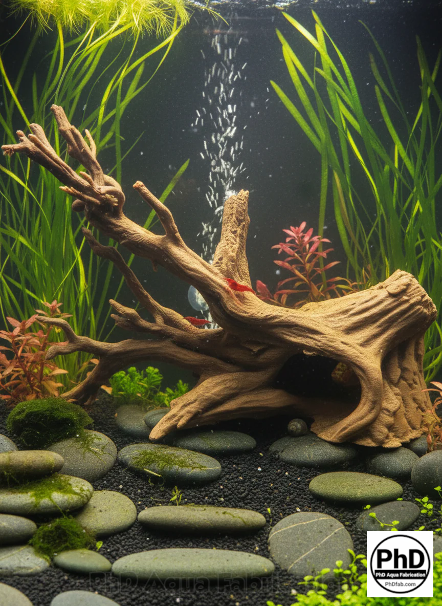 Aquarium Driftwood Freshwater Fish Tank Decor & Reptile Terrarium Accessories - Natural Spiderwood Style Wood Stump Cave for Jumping Spider, Betta Fish & Axolotl Hide
