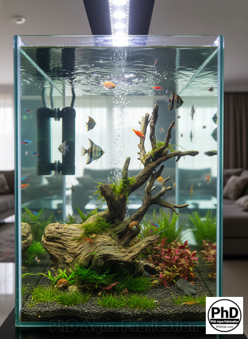 Aquarium Driftwood Freshwater Fish Tank Decor & Reptile Terrarium Accessories - Natural Spiderwood Style Wood Stump Cave for Jumping Spider, Betta Fish & Axolotl Hide