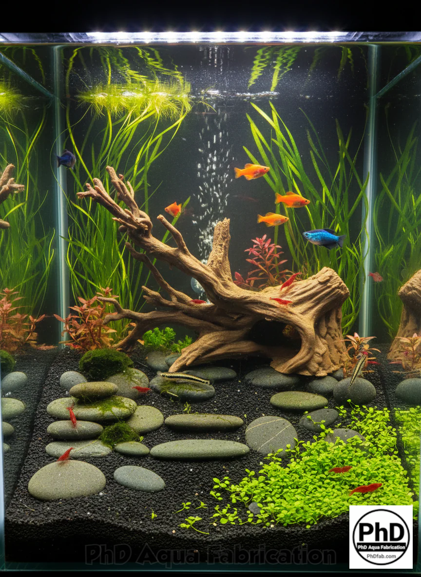 Aquarium Driftwood Freshwater Fish Tank Decor & Reptile Terrarium Accessories - Natural Spiderwood Style Wood Stump Cave for Jumping Spider, Betta Fish & Axolotl Hide, NOV-DRHIDE-BR-L, NOV-DRHIDE-BE-L