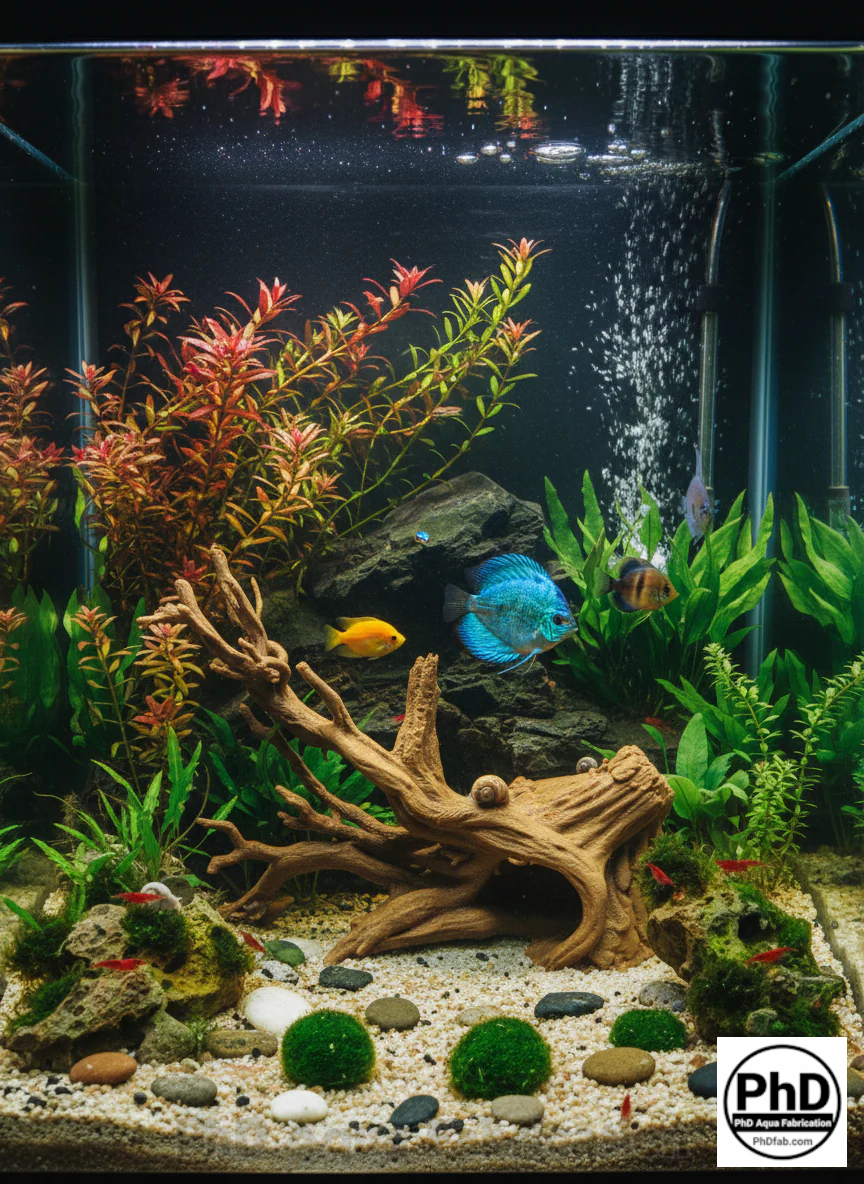 Aquarium Driftwood Freshwater Fish Tank Decor & Reptile Terrarium Accessories - Natural Spiderwood Style Wood Stump Cave for Jumping Spider, Betta Fish & Axolotl Hide