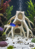 Aquarium Wood Decor Red Mangrove Caves - 3D Printed Natural Root Hideout for Fish & Shrimp - Mangrove Driftwood Style Terrarium Ornament