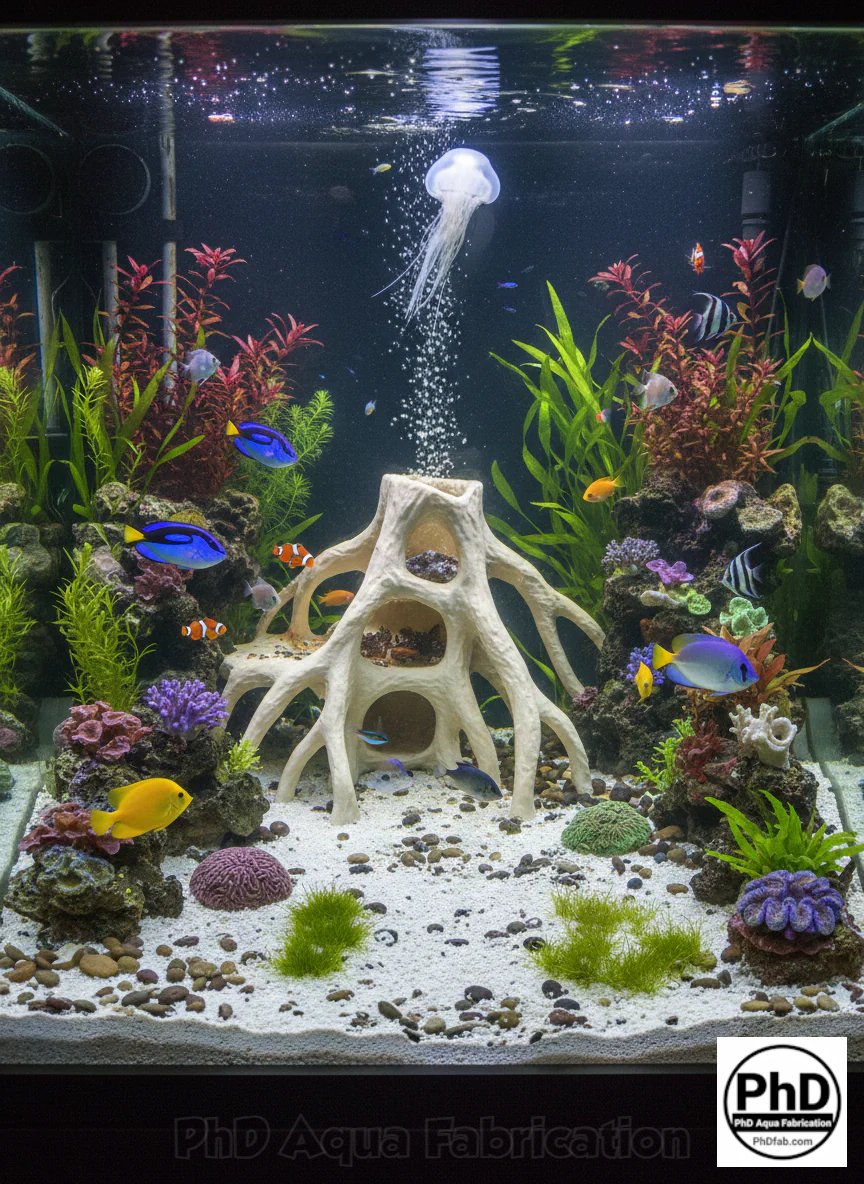 Aquarium Wood Decor Red Mangrove Caves - 3D Printed Natural Root Hideout for Fish & Shrimp - Mangrove Driftwood Style Terrarium Ornament, NOV-RMANCA-BR-L, NOV-RMANCA-BE-L