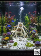 Aquarium Wood Decor Red Mangrove Caves - 3D Printed Natural Root Hideout for Fish & Shrimp - Mangrove Driftwood Style Terrarium Ornament, NOV-RMANCA-BR-L, NOV-RMANCA-BE-L