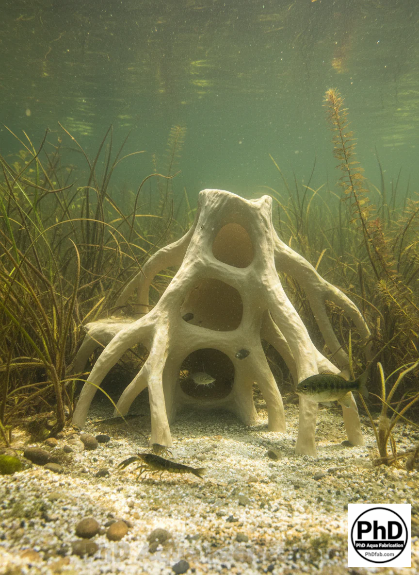 Aquarium Wood Decor Red Mangrove Caves - 3D Printed Natural Root Hideout for Fish & Shrimp - Mangrove Driftwood Style Terrarium Ornament