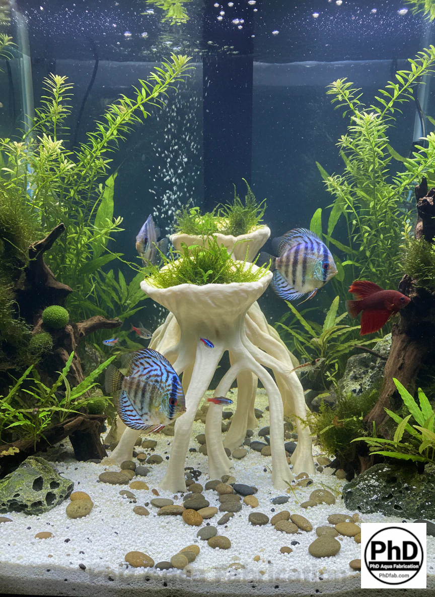 Aquarium Wood Decor Mangrove Root Planters - 3D Printed Mangrove Roots for Live Plants - Fish Tank & Terrarium Aquascaping Ornament, NOV-MANRPL-BR-L, NOV-MANRPL-BE-L