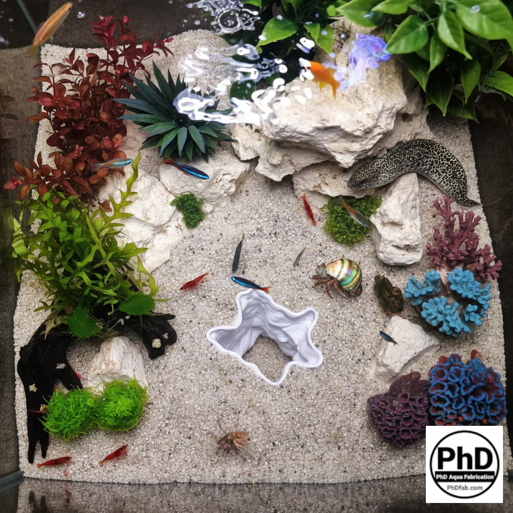 Aquarium Cave Decor - Underground Tunnel & Root Cavern - Natural Look Aquascaping & Terrarium Ornament - "Sunflower Root Cavern", AQU-SUNFLO-BR-L, AQU-SUNFLO-WH-L, AQU-SUNFLO-BE-L