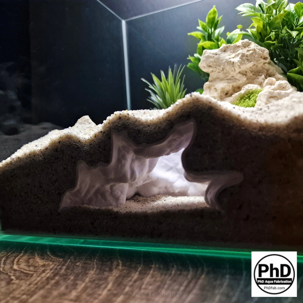 Aquarium Cave Decor - Underground Tunnel & Root Cavern - Natural Look Aquascaping & Terrarium Ornament - "Sunflower Root Cavern"