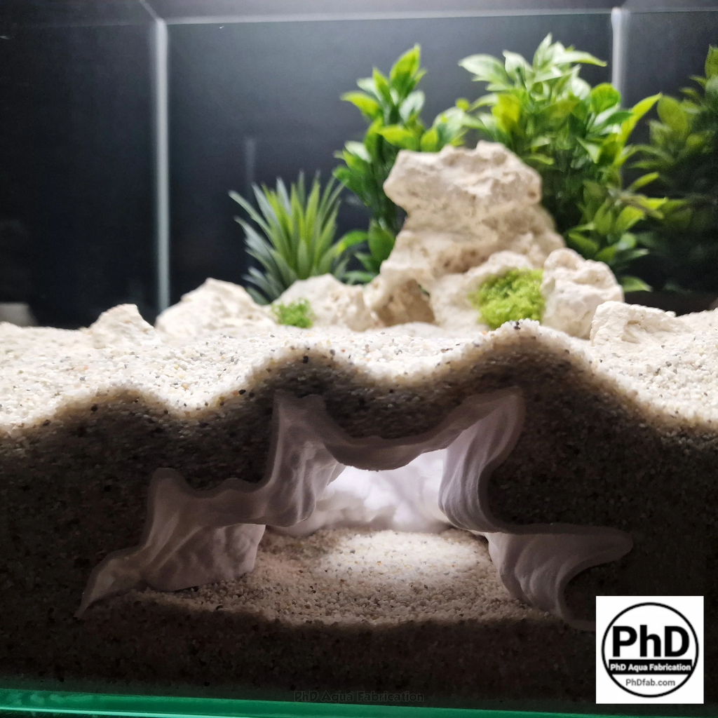 Aquarium Cave Decor - Underground Tunnel & Root Cavern - Natural Look Aquascaping & Terrarium Ornament - "Sunflower Root Cavern"