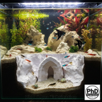 Aquarium Decor Cave - Underground Sanctuary for Fish - Reptile & Amphibian Terrarium Accessory - "Do Not Enter Den", AQU-DONOTE-BR-L, AQU-DONOTE-WH-L, AQU-DONOTE-BE-L