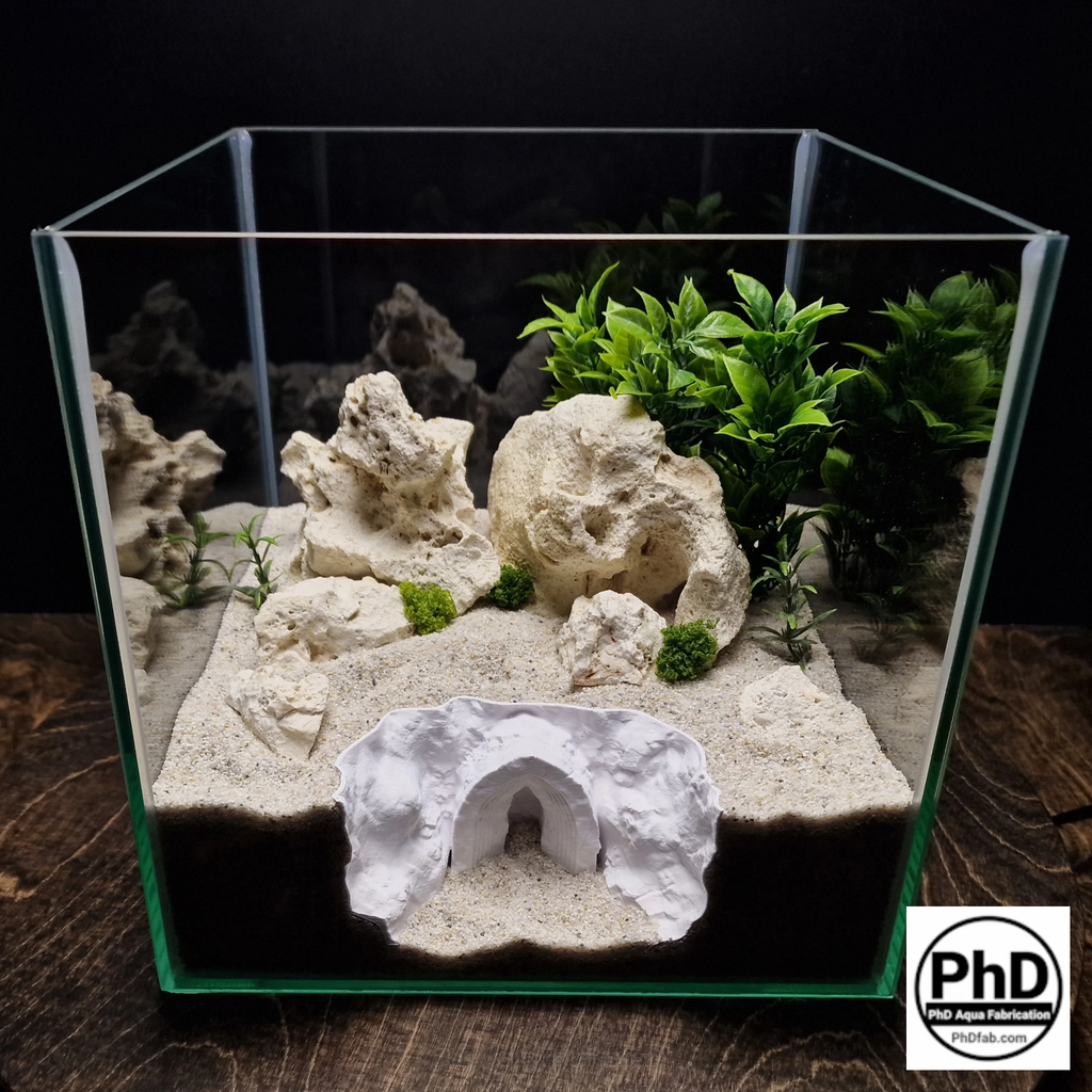 Aquarium Decor Cave - Underground Sanctuary for Fish - Reptile & Amphibian Terrarium Accessory - "Do Not Enter Den"
